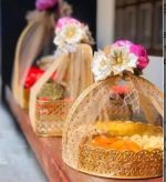 Metal Flower Basket with Handle | Golden Pooja Basket, Floral Decoration, Fruit Storage & Home Décor | Decorative Brass-Look Basket - Image 3
