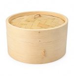 Bamboo Dim sum Basket, Round Steamer Basket With Lid | Great For Steaming Dim Sum, Buns, Dumplings, Vegetables, Fruits - Beige (Sizes: 6, 7, 8, 10, 12, 14  Inch)
