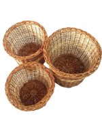 Willow Natural & Handmade Wicker Planter for Indoor - Outdoor Balcony, Terrace, Home Décor for Table Shelf, Storage Basket – Set of 3(Premium Quality) - Image 3