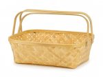 Handmade Bamboo Basket with Two Handles | Multipurpose Storage Basket for Kitchen, Fruits, Gifts, Bathroom & Home Décor | Eco-Friendly Woven Organizer (10 x 8 x 4 Inches)