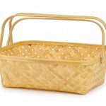 Handmade Bamboo Basket with Two Handles | Multipurpose Storage Basket for Kitchen, Fruits, Gifts, Bathroom & Home Décor | Eco-Friendly Woven Organizer (10 x 8 x 4 Inches)