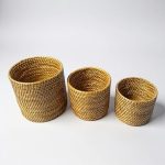 Handcrafted Rattan Planter – Multiple Sizes | Washable, Outdoor Safe, Up to 40-Year Durable Plant Pot | Eco-Friendly Natural Basket | Assamese Traditional Craft | Indoor Outdoor Décor (Set of 3)