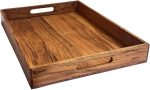 Large Serving Tray, Tray with Cut-out Handles, Rectangle Butler Tray for Breakfast in Bed, Coffee Table Décor - Image 2