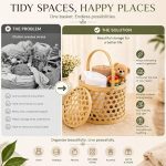 Handmade Bamboo Basket with Lid & Handle | Multipurpose Storage Basket for Kitchen, Fruits, Gifts, Bathroom & Home Décor | Eco-Friendly Natural Woven Bamboo Organizer - Image 5