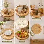 Handmade Flower Bamboo Round Placemat | Natural Woven Table Mat/Serving Tray/Fruit Basket Base/Dish Mat | Eco-Friendly Dining & Home Décor| Flower Dish Mat (3 sizes) - Image 3