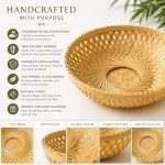 Round Bamboo Basket (6 Inch) | Handmade Fruit Basket, Snack Bowl & Gift Hamper Tray | Natural Bamboo Organizer for Kitchen, Bathroom & Home Décor | (Bowl Shape Basket 6 Inches) - Image 4