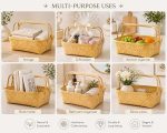 Handmade Bamboo Basket with Two Handles | Multipurpose Storage Basket for Kitchen, Fruits, Gifts, Bathroom & Home Décor | Eco-Friendly Woven Organizer (10 x 8 x 4 Inches) - Image 2