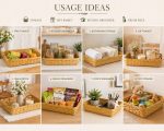 Handmade Bamboo Storage Basket (12x10 Inch) | Rectangular Woven Organizer Tray for Kitchen, Bathroom, Gift Hamper & Home Décor | Eco-Friendly Bamboo Basket | Tray Basket - Image 2