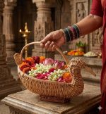 Swan-Shaped Woven Storage Basket, Natural Rattan, Handcrafted, Fruit & Flower Basket