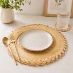 Handmade Flower Bamboo Round Placemat | Natural Woven Table Mat/Serving Tray/Fruit Basket Base/Dish Mat | Eco-Friendly Dining & Home Décor| Flower Dish Mat (3 sizes) - Image 2