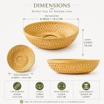 Round Bamboo Basket (6 Inch) | Handmade Fruit Basket, Snack Bowl & Gift Hamper Tray | Natural Bamboo Organizer for Kitchen, Bathroom & Home Décor | (Bowl Shape Basket 6 Inches) - Image 3