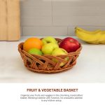 Cane Wicker Baskets full weaving | Kitchen Storage Basket | Cane Gift Hamper | Fruit Baskets, Brown (L24 x W20 x H10 cm) - Image 3