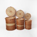 Wicker Laundry Basket | Wicker Basket For Baby Clothes Storage | Clothes Organiser baskets | Toy Storage Baskets (Set of All 3 Sizes S, M & L, Beige)