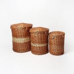 Wicker Laundry Basket | Wicker Basket For Baby Clothes Storage | Clothes Organiser baskets | Toy Storage Baskets (Set of All 3 Sizes S, M & L, Beige) - Image 2