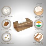 Wooden Tissue Box| Rosewood Napkin Box| Tissue Holder Organizer for Table, Home, Office, Car Or Spa | Rectangular Facial Paper Cloth Storage Case| Dispenser (9X5 Inches, Rosewood Plain) - Image 3