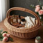 Decorative Multipurpose Storage and Gifting Oval Wicker Handle Basket - Set different sizes
