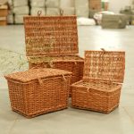 Wicker Storage Basket with Lid | Lid Basket for Shelf Organiser | Wardrobe Baskets | Gift Hamper Box