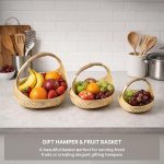 Bamboo Fruit and Vegetable Basket for Kitchen Décor | Bamboo Gift Hampers (Beige; Set Of 3 - S, M, L)