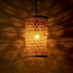 Bamboo Hanging Lamp | Pendant Boho Lights for Home, Bedroom, Living Room, Café & Restaurant Decoration | Cylinder