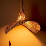 Hanging lamp for Living Room | Bamboo Hanging Light for Bedroom | Cane Wicker Pendant lamp for Home Decoration (Bulb Not Included)